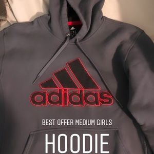 Gray and red adidas hoodie size medium
